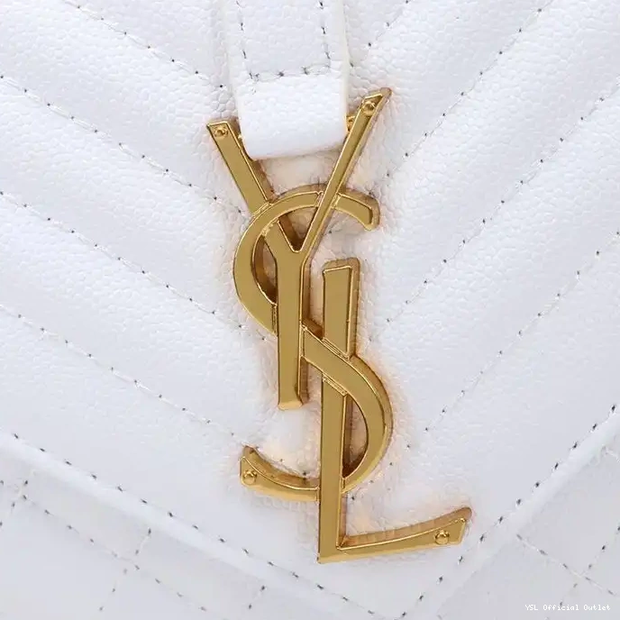 CHEAP In Mixed Leather Envelope White Chain Small Bag Saint Laurent Gold Matelasse Grained 0325
